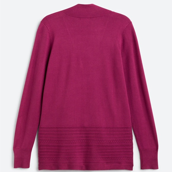 ♥️🍷 Lety & Me Cardigan Small Stitch Fix Burgundy Open Front Pointelle - Picture 2 of 9